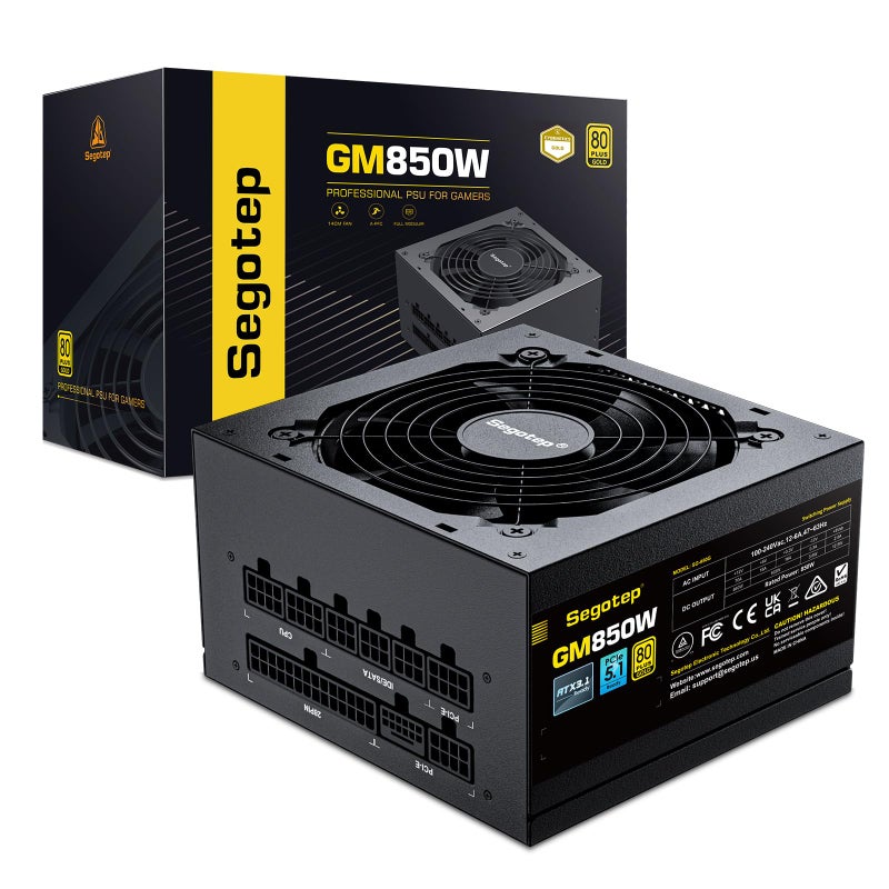 Segotep GM850 Power Supply 850W, PCIe 5.1 & ATX 3.1 Full Modular 80 Plus Gold Certified Gaming PSU for NVIDIA RTX 20/30/40/50 Series and AMD Graphics Cards - Image 1
